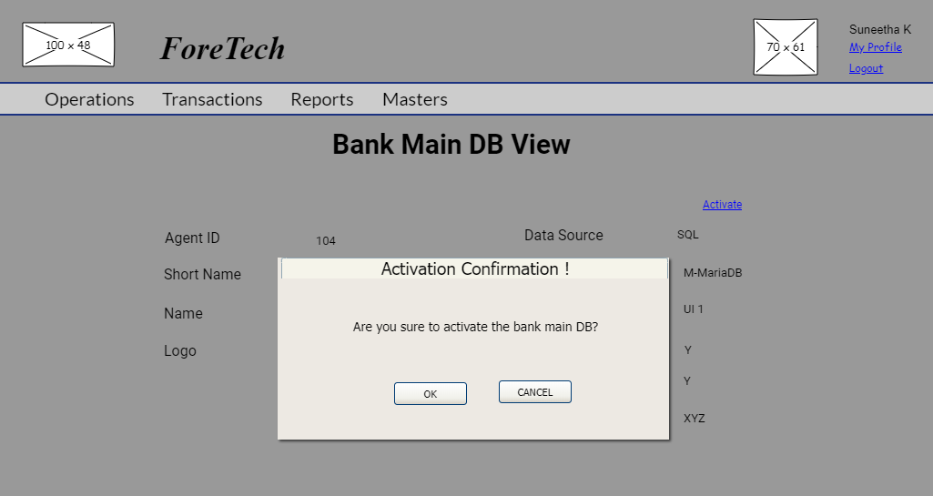 Bank Main DB Activate Confirmation