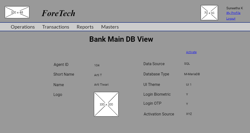 Bank Main DB Inactive View