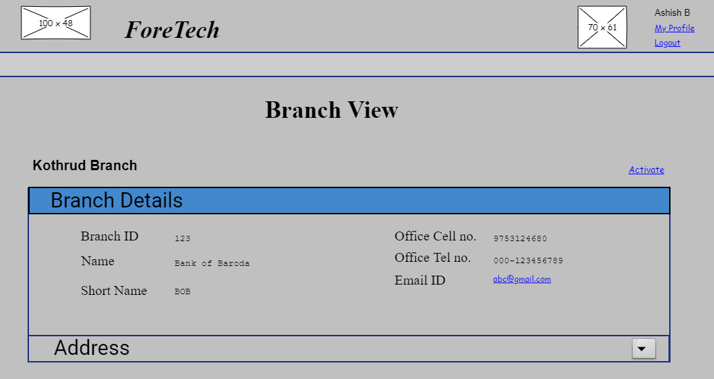 Branch Inactive View